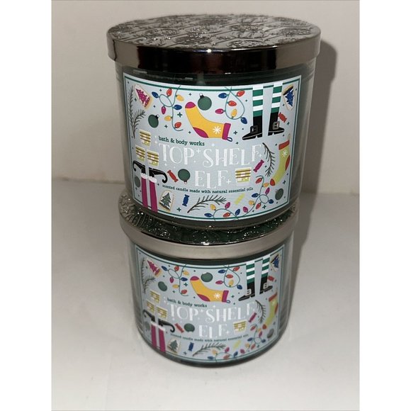 2 Bath & Body Works TOP SHELF ELF 2023 Scented 3-Wick Candle 14.5 oz NEW Set Lot - Picture 4 of 15